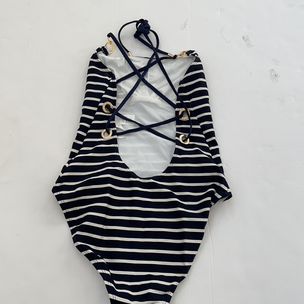 La Blanca Carpri one piece swimsuit Navy stripe US 4 - Picture 4 of 6